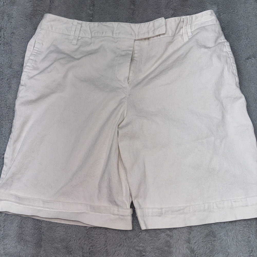 Larry Levine Chino Women's‎ Shorts 14 White  Cotton Stretch Classic Casual